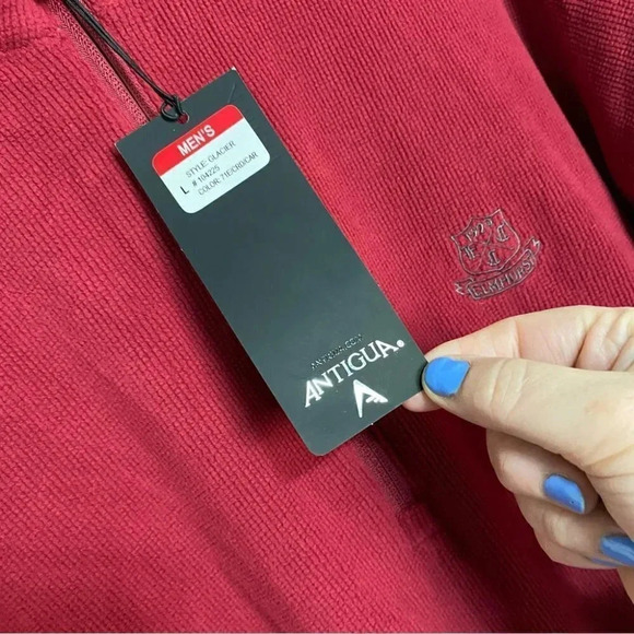 Antigua L red 1/4 zip “Elmhurst” pull over performance top New - Picture 8 of 8
